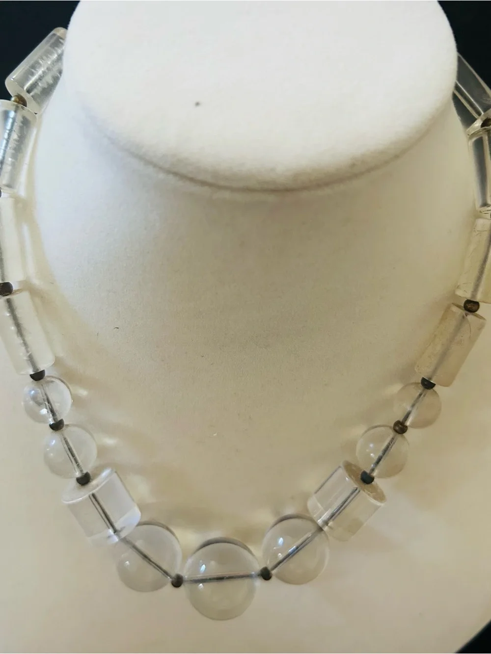 Vintage Clear Acrylic Beaded Statement Necklace